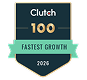 Clutch Top 100 Fastest-Growing Companies 2026 Award Icon - Official Recognition